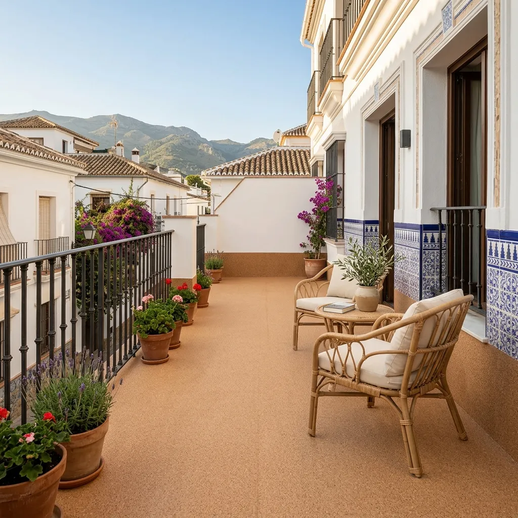 Suelo de terraza acabado final con corcho proyectado Paymo